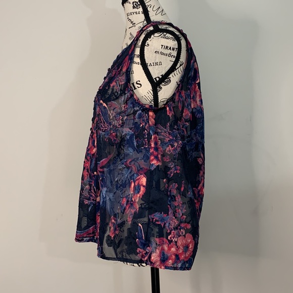 Sheer floral Lucky Brand sleeveless blouse Size:S - Picture 5 of 11